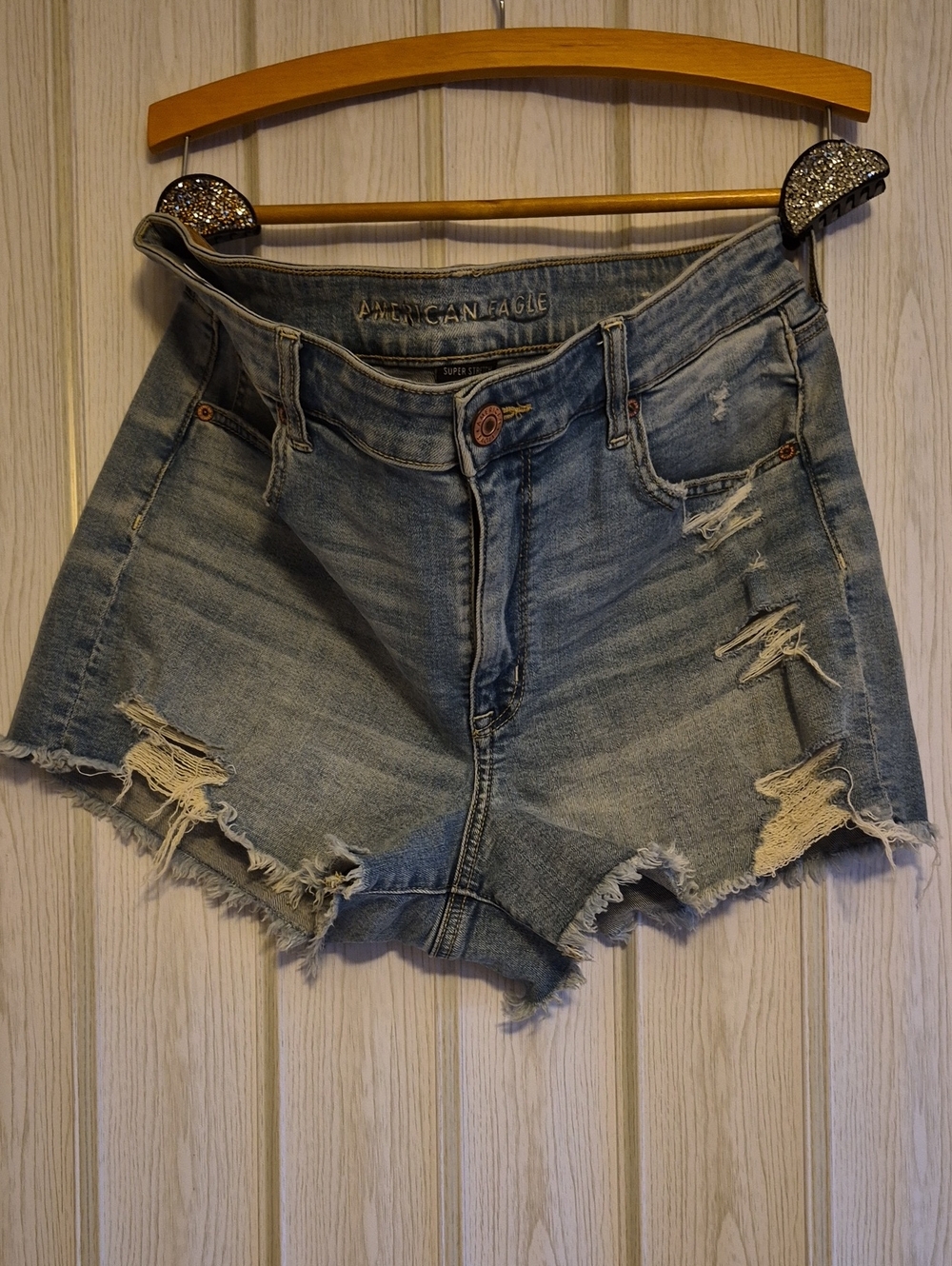 American Eagle Outfitters Light Blue Distressed Jean Shorts